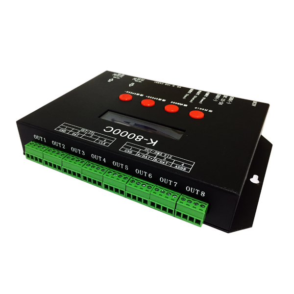 Offline 8 Ports K-8000C Programmable RGB LED Controller SD Card LED Pixel Controller for SPI/DMX